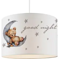 Lux.pro Kinder hanglamp Rugby wit met knuffelbeer motief