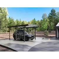 Vente-unique Zelfdragende enkele carport pergola in aluminium - 1 auto - 15,15 m² - Antracietgrijs - BARESA