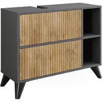 Vicco Wastafelonderkast Leano Antraciet/berg eik 80 x 62 cm met 2 laden, Model 52131