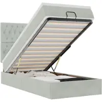 vidaXL Ottoman bed met matrassen 90x200cm fluweel lichtgrijs