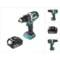 Makita Boormachine + slagboor, DHP 484 G1 Accu klopboormachine 18 V 54 Nm Brushless + 1x oplaadbare accu 6.0 Ah - zonder lader (Oplaadbare batterij)