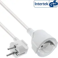 InLine CEE 7/7 (haaks) - CEE 7/3 (recht) stroom verlengkabel | 3x 1,50mm | wit | 2 meter