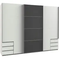 Wimex Hangende garderobekast Valencia, 270x65x210 cm. Uitvoering naar keuze: wit / glasgrijs, 270 cm