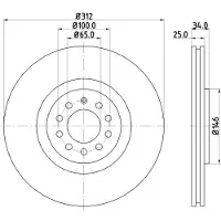 Hella 8DD 355 106-731 Remschijf