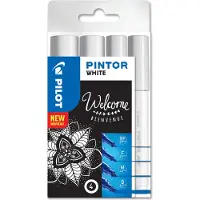 Pilot Pen Verfstift Pilot Pintor assorti breedtes wit etui à 4 stuks