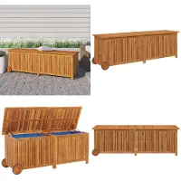 vidaXL Tuinkist met wielen, 150x50x58 cm, massief acaciahout - Tuinkist - Tuinkisten - Buitenopslagkist - Tuinopslagbox