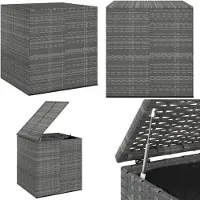 vidaXL Tuinkussenbox van PE-rotan, 100x97,5x104 cm, grijs - Kussenbox - Opbergbox
