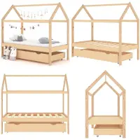 vidaXL Kinderbedframe met lade massief grenenhout 80x160 cm - Kinderbedframe - Kinderbedframes - Bed - Bedden