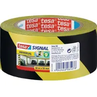 TESA 4x afzettape/markeertape geel/zwart 5 cm x 66 mtr - Afzettape/markeertape - Gevarenzone tape - Parkeerplaats/garage hoeken/muren aanduiden met tape
