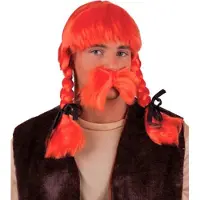Vegaoo Oranje Gallier pruik