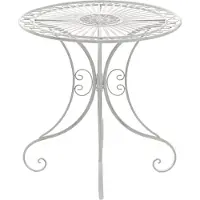 CLP Hari ronde tuintafel - rond - bijzettafeltje - Bistrotafel - met sierlijke decoraties - in Art Nouveau stijl - Metaal - antiek/wit