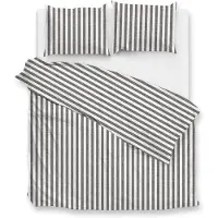 Zo! Home Dekbedovertrek Banda-di-Lino Dark-Grey Katoen-260 x 200 / 220 cm | Extra Breed