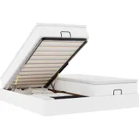 vidaXL Ottoman bed met matrassen 200x200cm kunstleer wit
