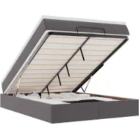 vidaXL Ottoman bed met matras 140x200cm kunstleer grijs