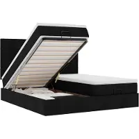 vidaXL Ottoman bed met matrassen en LED's 180x200cm stof zwart