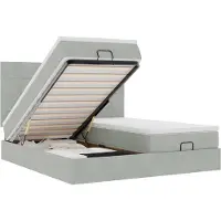 vidaXL Ottoman bed met matrassen en LED's 200x200cm fluweel lichtgrijs