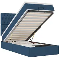 vidaXL Bed met matras 90x200 cm stof blauw