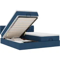 vidaXL Ottoman bed met matrassen en LED's 200x200cm stof blauw