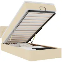 vidaXL Bed met matras 100x200 cm stof crèmekleurig