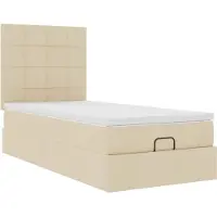 vidaXL Bed met matras 100x200 cm stof crèmekleurig