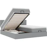 vidaXL Ottoman bed met matrassen 200x200cm stof lichtgrijs