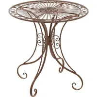 CLP Hari ronde tuintafel - rond - bijzettafeltje - Bistrotafel - met sierlijke decoraties - in Art Nouveau stijl - Metaal - antiek bruin