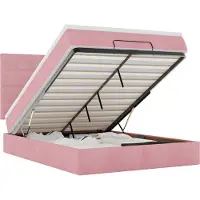 vidaXL Ottoman bed met matrassen en LED's 140x200cm fluweel roze