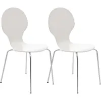 CLP Diego Set van 2 stapelstoelen Hout/wit