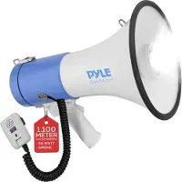 Pyle Megafoon Luidspreker - Compact PA Bullhorn - Luidsprekerhoorn - Draagbare Luidspreker met Sirene en LED Zaklamp - Verstelbaar Volume - Afneembare Microfoon - 50 Watt