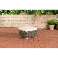 CLP Polyrattan hocker Bilbao / Madeira grijs gevlekt gebroken wit