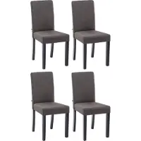 CLP 4-delige set eetkamerstoelen Ina, bekleed met stof, met houten frame, donkergrijs. Framekleur: zwart