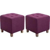 CLP Pharao Set van 2 hockers - Kruk - Vierkant - antiek-licht - purper