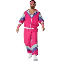 TecTake dressforfun - herenkostuum retro 80er 90er jaren joggingpak - pink, S - Verkleedkleding carnaval - Halloween - Verkleden - Feestkleding - Carnavalskleding - Feest - Partykleding
