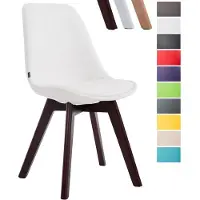 CLP Stoel Manado, bekleding van kunstleer, met zitkussen en houten poten. Frame: wit. Framekleur: walnoot
