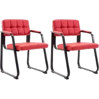 CLP Canada B Set van 2 eetkamerstoelen - met armleuning - Zwart Frame - Kunstleer - rood
