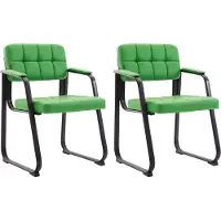 CLP Canada B Set van 2 eetkamerstoelen - met armleuning - Zwart Frame - Kunstleer - groen