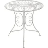 CLP Ariano Bijzettafel - buiten - Rond - balkontafel - Art Nouveau stijl - weerbestendig - tafeltje - Diameter 55 cm - metaal antiek/wit