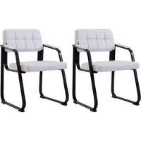 CLP Canada B Set van 2 eetkamerstoelen - met armleuning - Zwart Frame - Kunstleer - wit