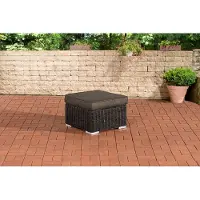 CLP Polyrattan hocker Bilbao / Madeira zwart antraciet
