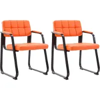 CLP Canada B Set van 2 eetkamerstoelen - met armleuning - Zwart Frame - Kunstleer - oranje