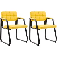 CLP Canada B Set van 2 eetkamerstoelen - met armleuning - Zwart Frame - Kunstleer - geel