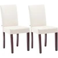 CLP Ina Set van 2 Eetkamerstoelen - Zonder armleuning - Hout - Stof - creme cappuccino