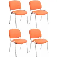 CLP Ken Set van 4 stoelen - Met Chroom - Kunstleer oranje