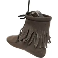 Minnetonka -MOCASSIN-HALF HOOG-SINGLE FRINGE-GREY-37