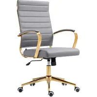 CLP Havana Bureaustoel - Voor volwassenen - Ergonomisch - Goudkleurig metalen frame - Kunstleer - grijs