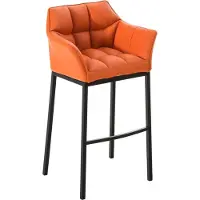 CLP Damaso Barkruk - Vast frame - Kunstleer oranje zwart