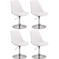 CLP Maverick Set van 4 Eetkamerstoelen - Kunstleer wit chroom