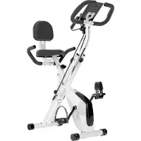 Bigzzia 3 in 1 Opvouwbare Hometrainer - X-bike met 8 Verstelbare Weerstandsniveaus - Vliegwiel 2,5KG - LCD Scherm - Verstelbare Zitting - wit