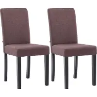CLP Ina Set van 2 Eetkamerstoelen - Zonder armleuning - Hout - Stof - bruin zwart