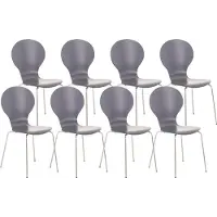 CLP Diego Set van 8 stapelstoelen Hout/grijs